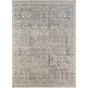 พรมขนสัตว์อัฟกันถักมือ Erbe Lnr-4017 สีเทาและดำ ลายเหรียญ  ทอแบบเรียบและเทคนิคแจ็คการ์ด สำหรับใช้ในบ้านและรถยนต์ - Product Image 1