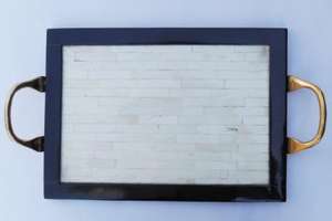 Plateau de service d'incrustation d'os naturel plateau de petit déjeuner plats assiettes vaisselle plateau de table pour la maison hôtel Restaurant utilisation de mariage - Product Image 3