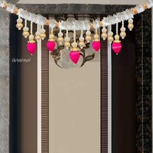 Divyakosh White Gajra con Lotus Buds Toran para la decoración del hogar, artículos de decoración festiva de la puerta principal | Bandhanwar Size- 37 Inch - Product Image 3