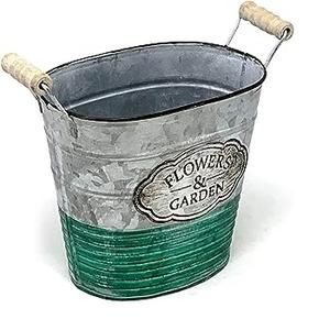 Jardinière de sol en métal fini antique décorative de balcon Jardinières galvanisées en métal pour la décoration de sol de jardin - Product Image 6