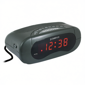 JUSTAMINUTE EH49101N Black Alarm Clock with Snooze Function for Lowell <b>Desks</b> & Tables - Product Image 2