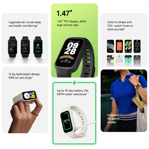 สายรัดอัจฉริยะ Xiaomi 2024รุ่น9, หน้าจอ Tft ขนาด1.47นิ้ว60Hz แสดงแบตเตอรี่ใช้งานได้นานถึง18วัน5ATM กันน้ำ100 + หน้าปัดนาฬิกา - Product Image 2