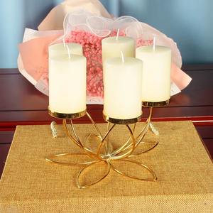 Candelabro de Alambre con Acabado Dorado Estilo Loto, Ideal para Decoración de Eventos, Exhibición Festiva y Regalos, Centro de Mesa para el Hogar - Product Image 3