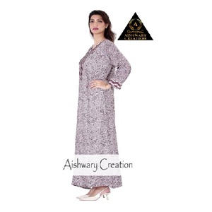 Women's Long Sleeve <b>Kaftan</b> Abaya Style Maxi Dress Modest Muslim Daily Wear Elegant Loose Fit Design <b>Plus</b> <b>Size</b> Soft Cotton Fabric - Product Image 3