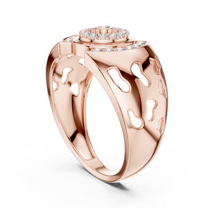 Bague de fiançailles en diamant rond avec un design halo concentrique |   Bague de luxe en bijoux fins pour fiançailles et mariage - Product Image 1