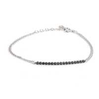 Bracelet en argent sterling 925 plaqué rhodium, motif Waterway, avec pierres noires classiques rondes serties, bracelets en platine pour un usage quotidien