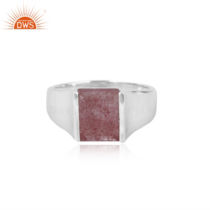 Meilleure bague antique en argent sterling 925 avec pierres précieuses en quartz fraise naturelle pour les fêtes Festival fabricant de bijoux personnalisés - Product Image 2