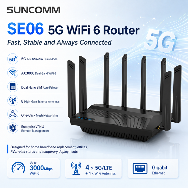 OEM AX3000 WiFi6 Gigabit Port 5G Router Supports Dual SIM Card Slot & External Antenna with Mesh Network VPN Firewall