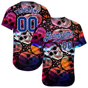 Customized Size Newest 3D Pattern Halloween <b>Skulls</b> Authentic Printed Baseball Jersey for Unisex - Product Image 1