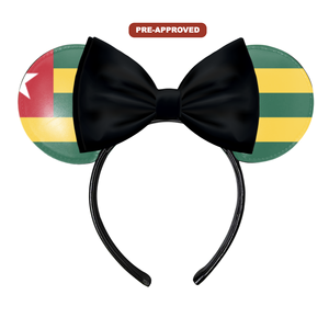Diadema Personalizada Hecha a Medida con Orejas de Ratón, Diseño Pre-Aprobado, Bandera de Togo H.E.R. Accesorios - Product Image 1