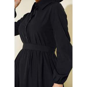 Robe Superposée Col Chemise Noir - Product Image 3