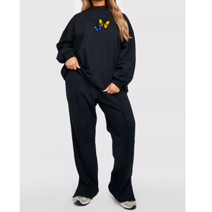 Venta al por mayor de las mujeres de invierno sólido chándal personalizado 2 en 1 diseño transpirable de alta cintura de poliéster ropa deportiva de alta calidad - Product Image 6