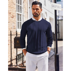 Suéter de Punto de Invierno de Alta Calidad, Estilo Universitario, Manga Larga, Sin Capucha, 100% Algodón, Secado Rápido para Hombre - Product Image 2