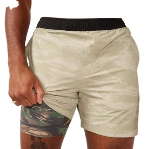 Nouveauté 2026 Short de running pour homme, taille haute, grande taille, effet froncé aux fesses, 2-en-1, avec empiècements en maille de 4 pouces, pour la plage - Product Image 4