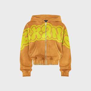 OEM personalizado 100% de alta calidad de los hombres de gran tamaño con cremallera gráfico Sudadera con capucha de algodón polar 360 GSM - Product Image 2