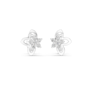 Boucles d'oreilles clous florales en or 18 carats avec diamants de laboratoire de 0,18 ct, clarté VVS-VS EF, disponibles en or jaune, or rose, or blanc et argent - Product Image 3