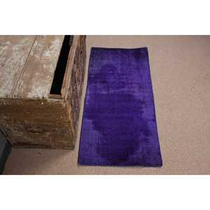 Petit tapis turc de 1,6 x 3,5 pieds, tapis persan vintage en laine bleu violet - Product Image 3