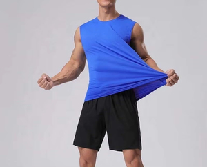 Camiseta sin mangas para hombre con logotipo, ropa de calle informal y ropa de gimnasio, espalda cruzada o estilos de tirantes disponibles - Product Image 2