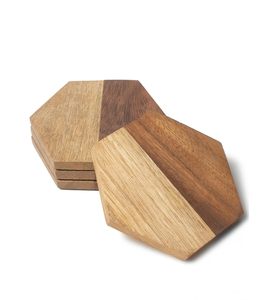 Bois Résine Brun Hexagon Sous-verres Forme Personnalisée Hexagonal À La Main Durable Sculpture Conception Haute Qualité Inde Exportation Hôtel Utilisation - Product Image 3