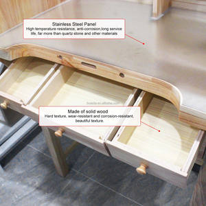Établi de bijoux en tôle entièrement en acier inoxydable, cadre en bois massif avec tiroirs verrouillables, étagères 800*400*1150mm - Product Image 2