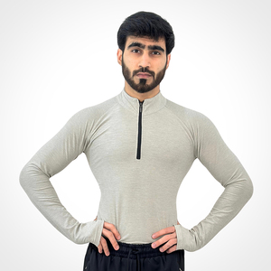 Custom logo Half Zip Gym <b>Shirt</b> High Quality Polyester Spandex Activewear Zip <b>Compression</b> Long Sleeve <b>Shirt</b> <b>for</b> <b>Men</b> - Product Image 1
