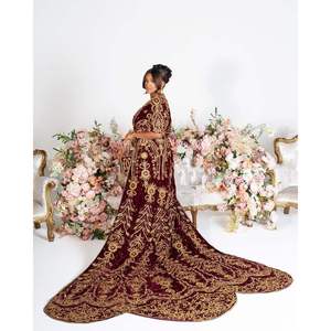 Vestido Dirac Somali en Línea A Color Borgoña Real con Cintura Natural - Product Image 2