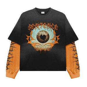 Camisetas de Algodón de Doble Manga al por Mayor, Personalizables con Lavado Ácido y Estampado DTG, Camisetas para Hombre - Product Image 1