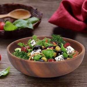 ชามไม้ทำมือสลัดผลไม้จานอาหารว่างชามซุปผลไม้สำหรับห้องครัวที่บ้าน (12*3.5ซม.) - Product Image 5