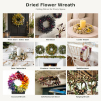 Couronne de fleurs séchées et de mousse préservée MCflora, herbe de la pampa, Lagurus, Phalaris, Nigella, décoration murale neutre bohème pour mariage et maison