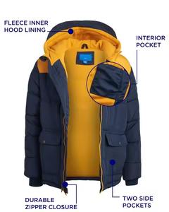 Wholesale Custom <b>Wool</b> <b>Quilted</b> Winter Men Shiny Stand Collar Removable Hooded Puffer Jackets - Product Image 3