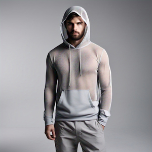 <b>Men</b> Sheer Mesh Hoodie Sexy Lightweight Quick Dry See Through Hoodie Tops High Quality Pullover Sheer Mesh Hood Top <b>Men's</b> - Product Image 2