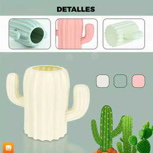Porte-brosse de bureau Kawaii Cactus, organiseur de crayons - Couleurs assorties - Product Image 6