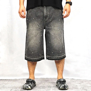 กางเกงยีนส์ขาสั้นสไตล์สตรีทแวร์ลำลองแบบสั่งทำพิเศษ แต่งลายปัก ขาดๆ แต่งคริสตัล เอวยางยืด ระบายอากาศได้ดี ผ้าฝ้าย 100% - Product Image 1