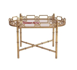 Plateau de service en métal et en verre avec support Plateau de service à dessert de forme ronde de taille personnalisée pour l'hôtel - Product Image 2