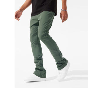 Pantalones de chándal apilados para hombre de algodón 100% al por mayor, chándal informal con cordón y logotipo personalizado, ropa de calle OEM - Product Image 1