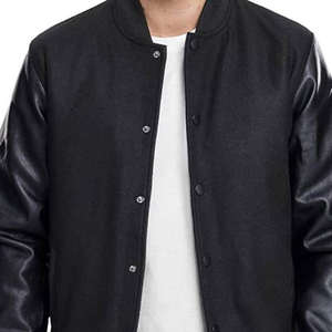 Blouson universitaire d'hiver pour homme, personnalisé OEM, col montant, respirant, séchage rapide, décontracté, grandes tailles, tricoté, couleurs personnalisées, devant - Product Image 6