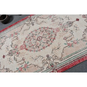 Alfombra turca Vintage, área grande, 4,6x8 pies, clásico, Beige, rojo, patrón abstracto, Material de lana, látex de 10mm para decoración de habitación de pasillo - Product Image 5