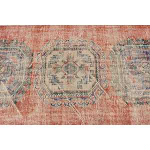 Tapis vintage, tapis turc 3,2x9,3 pieds, tapis marocain en laine rouge et bleu - Product Image 5