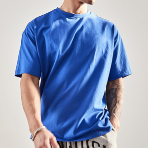 Venta al por mayor de peso pesado de los hombres lisos camiseta de los hombres camisetas de manga corta con hombros caídos logotipo personalizado camiseta de la fábrica - Product Image 3