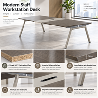 Table de conférence exécutive moderne, bureau de réunion de luxe avec plateau en bois grainé et structure en acier pour salle de réunion de bureau d'entreprise
