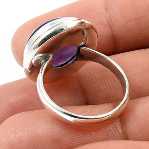 925 argent Sterling violet améthyste forme ronde anneau pour femmes filles pierres précieuses naturelles bijoux fins pour anniversaire de fête de mariage - Product Image 4