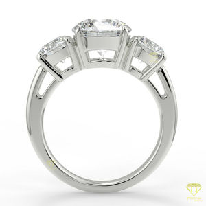 Bague de mariage élégante en moissanite 3 pierres pour femme Bijoux de mariée avec accents de diamant Plaqué rhodium pour fiançailles - Product Image 5