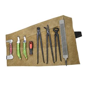 High Quality Complete Farrier <b>Tool</b> Kit Leather Roll Hoof Loop Knife Nail Nipper Black Coated Shoe Puller Hoof Buffer Horseshoes - Product Image 2