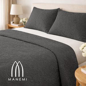 MANEMI Copriletto Classico Ricamato Estivo di Metà Stagione con 1 o 2 Federe, Varie Misure, Lavabile, per Uso Domestico - Product Image 2