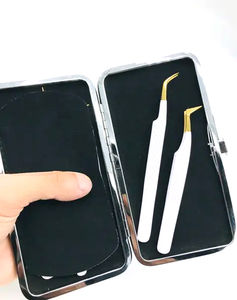 Pinzas Profesionales para Pestañas de Acero Inoxidable, Punta Suave, Antimagnéticas, Mango Cómodo, 10 mm de Longitud, para Aislamiento de Cejas y Volumen - Product Image 3