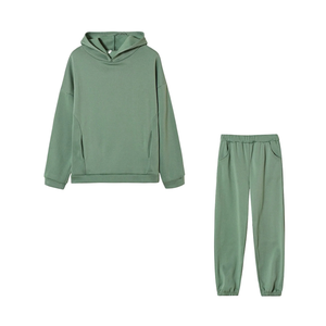 100% coton personnalisé 450 Gsm survêtement fournisseur blanc sweat à capuche pantalons de survêtement ensemble fabricants dames survêtements en polyester ajustés - Product Image 5