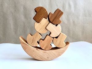 Juego de Juguetes de Madera para Apilar en Forma de Pato, Bloques de Construcción Educativos para Niños Pequeños de 2 a 4 Años, Unisex, Tema de la Naturaleza - Product Image 1