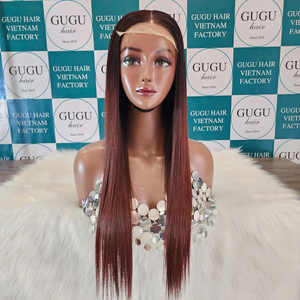 Vente en gros pour Ombre couleur os perruque droite brun pointe Marron mélange vietnamien cheveux humains brillant lisse dentelle transparente - Product Image 1