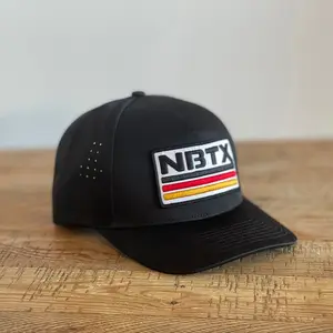 NBTX Bestickte benutzer definierte Logos Baseball mützen Laser geschnittenes Loch auf der Rückseite 5 Panel Baseball hüte Mittel profil Hohe Qualität Niedriges MOQ