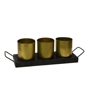 Portavelas doradas de Metal con 3 tazas de diseño, oferta, superventas, para Navidad - Product Image 1